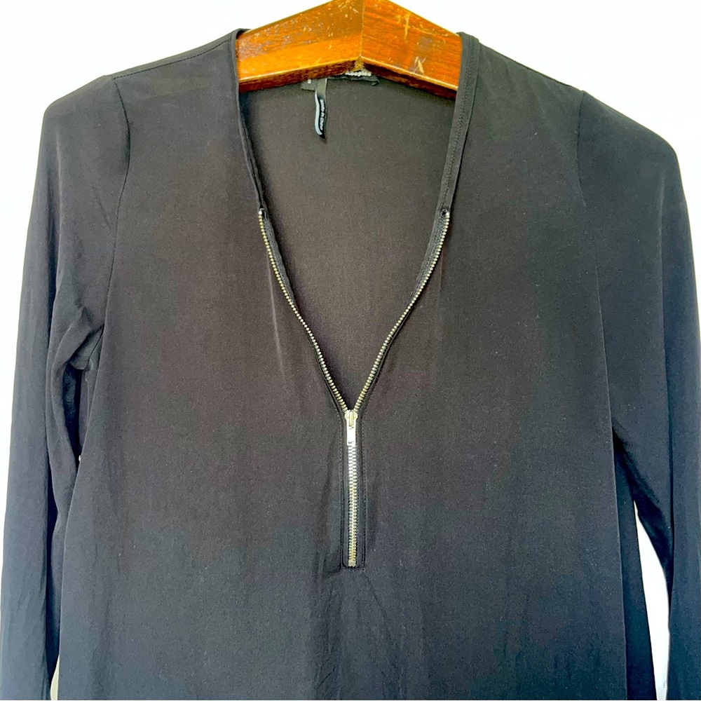 The Kooples Long Sleeve Signature T Shirt In Silk And Jersey View 5